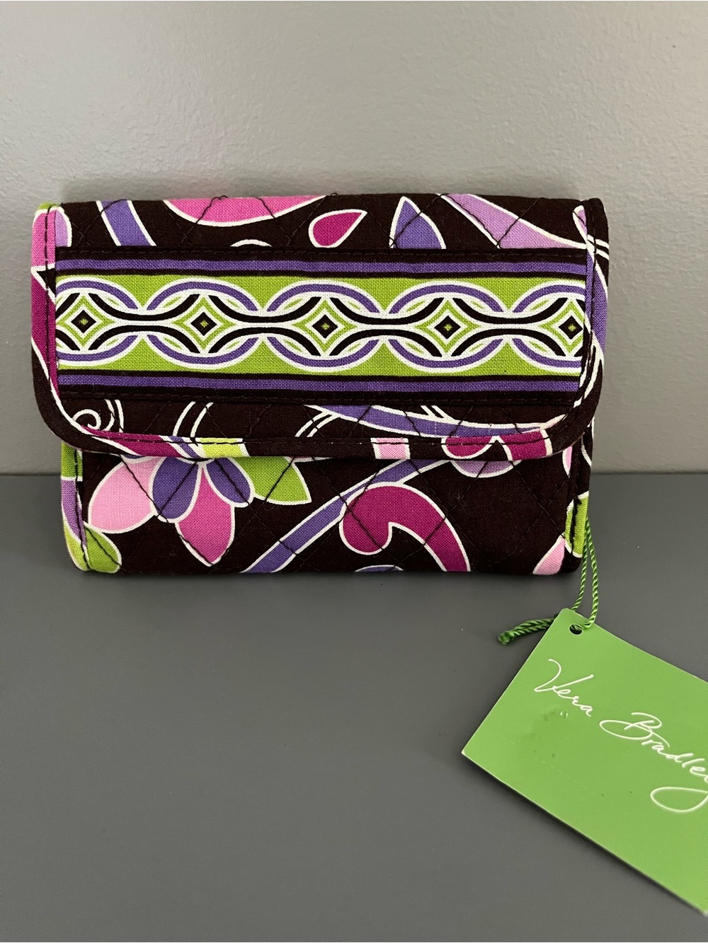 Retired Vera Bradley Purple Punch Euro Wallet, New with Tags